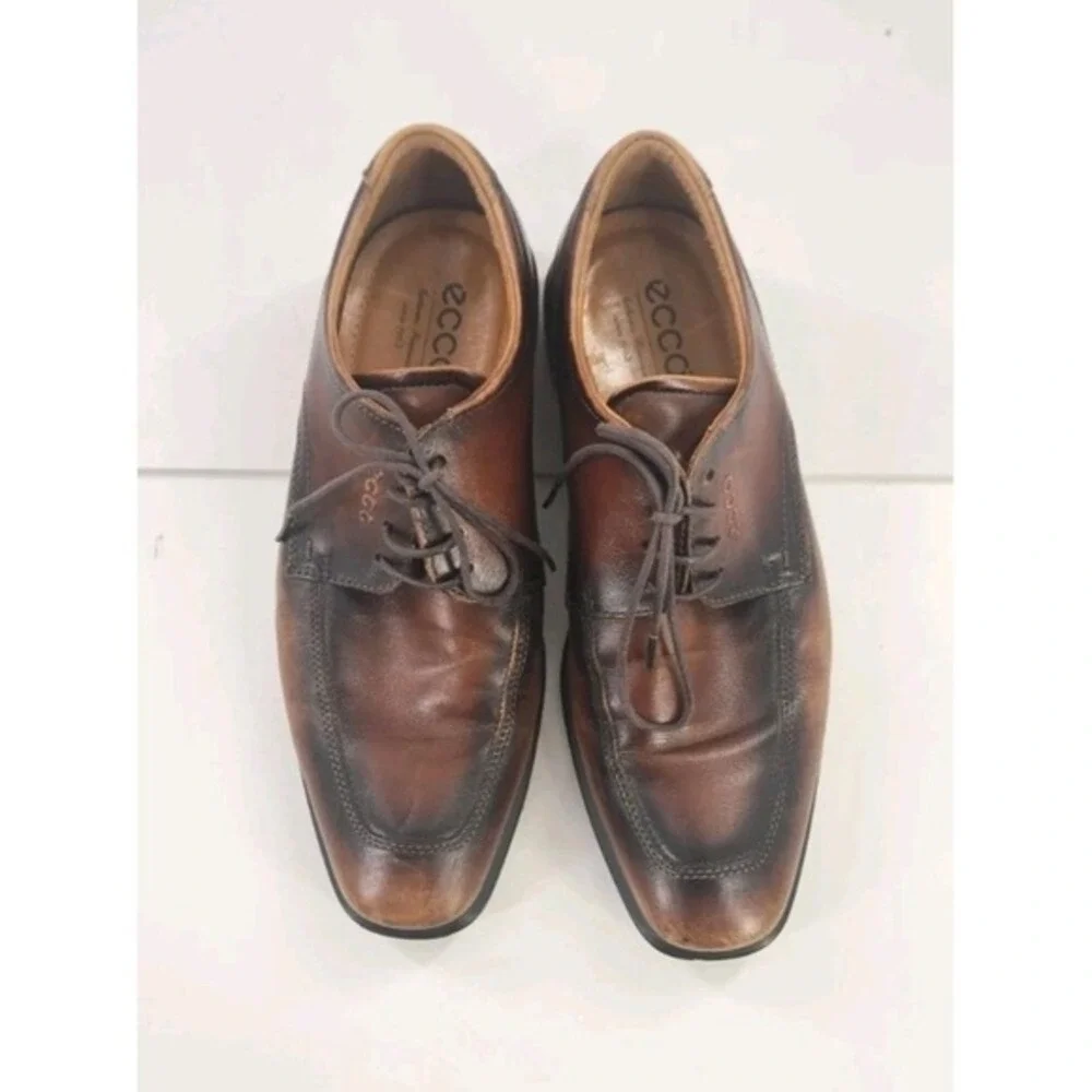 Ecco Calcan Shoes Men's Size 41 /~7 Apron Toe Derby Business Lace up Dress Brown